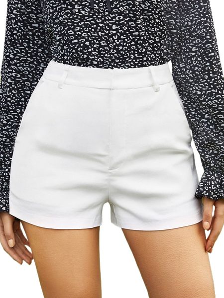 solid high waist shorts t4gr#, White;black