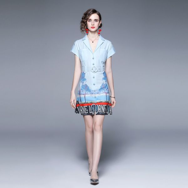 summer high street mini dress notched collar short sleeve single breasted printing vestidos fashion sashes sliming dresses, Black;gray
summer high street mini dress notched collar short sleeve single breasted printing vestidos fashion sashes sliming dresses, Black;gray