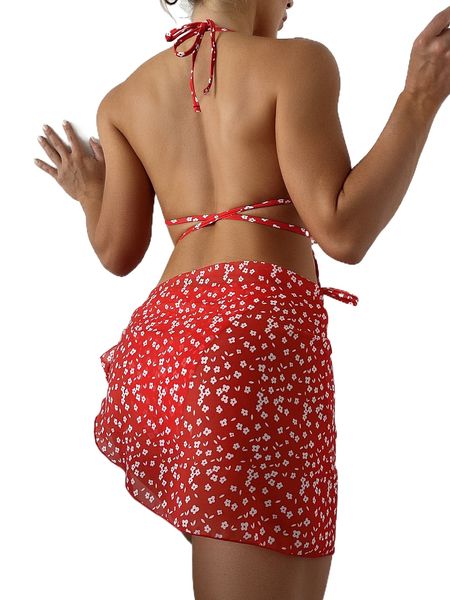 3pack ditsy floral print lace up bikini swimsuit & beach skirt c0un#, White;black
3pack ditsy floral print lace up bikini swimsuit & beach skirt c0un#, White;black