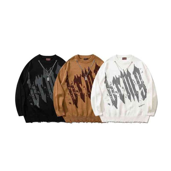 american graffiti loose sweater men's tide brand autumn and winter 2022 new pullover couple knitted bottoming shirt t220730, White;black
american graffiti loose sweater men's tide brand autumn and winter 2022 new pullover couple knitted bottoming shirt t220730, White;black