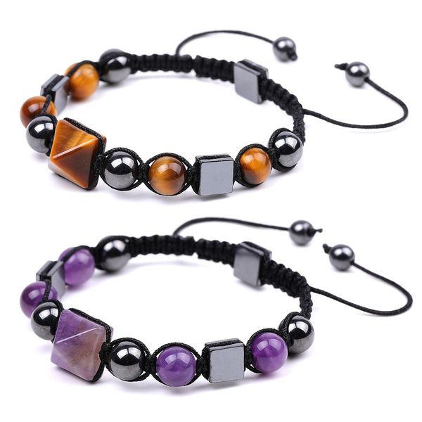 12mm square eye stone pyramid bracelet female green gold amethyst woven hand string crystal energy jewelry, Black
12mm square eye stone pyramid bracelet female green gold amethyst woven hand string crystal energy jewelry, Black