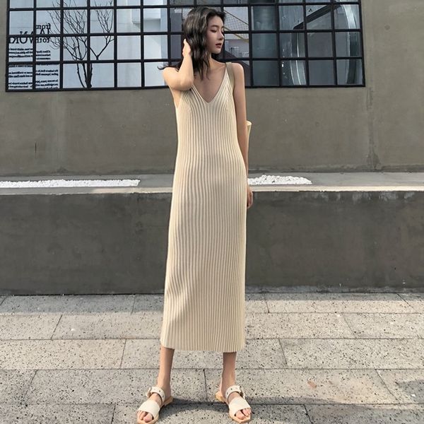 fashion women v-neck maxi dress sling sleeveless dresses knitted long skirt women, Black;gray
fashion women v-neck maxi dress sling sleeveless dresses knitted long skirt women, Black;gray