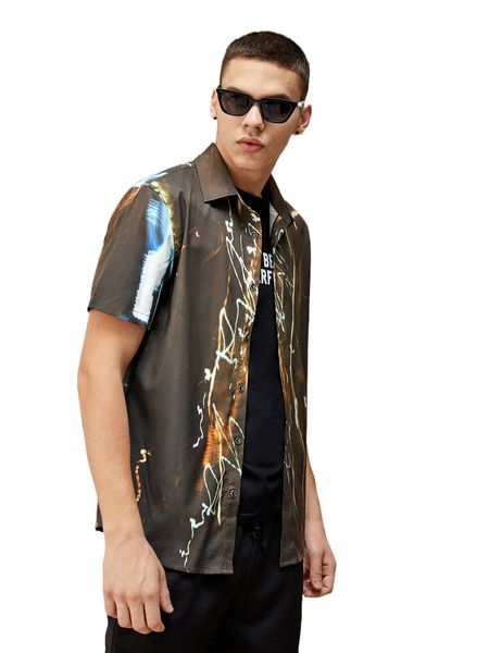 x amv men graphic button up shirt 3003#, White;black
x amv men graphic button up shirt 3003#, White;black