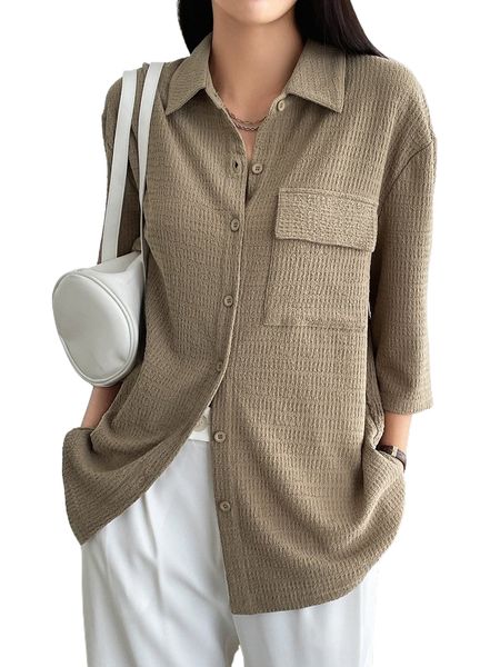 dazy-less button front flap pocket shirt 064e#, White
dazy-less button front flap pocket shirt 064e#, White