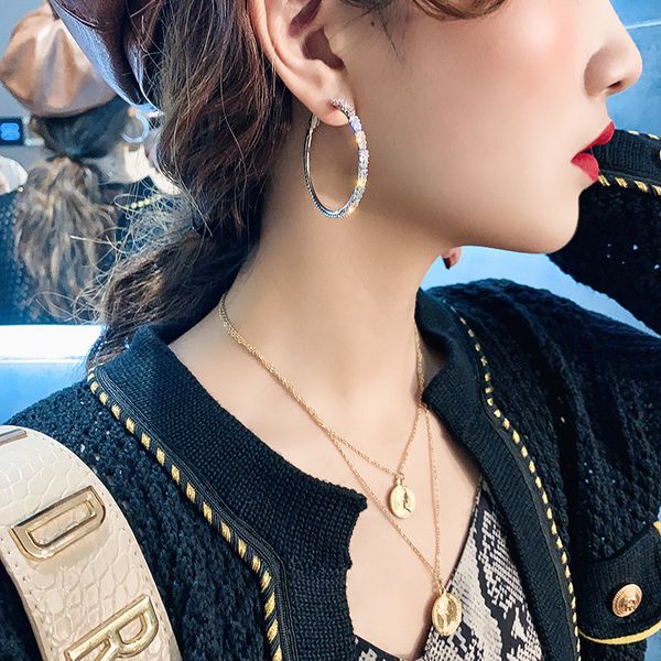 925 silver needle european and american zircon round ring earrings refined rhinestone earrings cold style online influencer eardrop, Golden
925 silver needle european and american zircon round ring earrings refined rhinestone earrings cold style online influencer eardrop, Golden