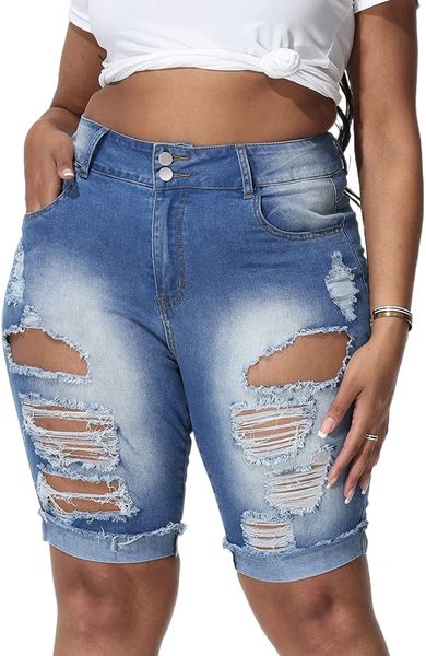 womens plus size jean shorts high waisted bermuda denim shorts distressed rolled hem short jeans p3v9#, White;black
womens plus size jean shorts high waisted bermuda denim shorts distressed rolled hem short jeans p3v9#, White;black