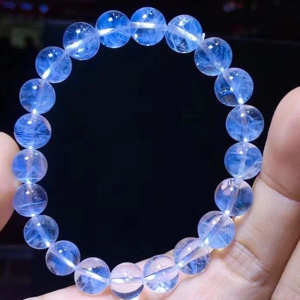 natural blue feather needle rutilated quartz beads bracelet 9.2mm crystal clear round beads pyramid women men stretch aaaaaa, Silver
natural blue feather needle rutilated quartz beads bracelet 9.2mm crystal clear round beads pyramid women men stretch aaaaaa, Silver