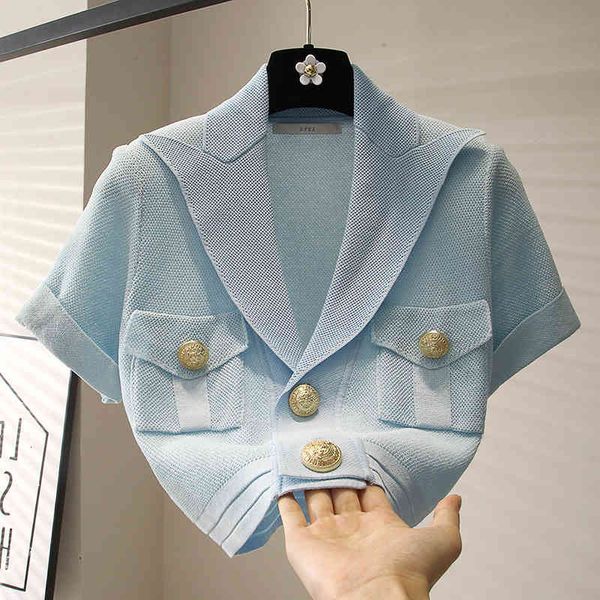 women's t-shirt 2022 summer french minority metal button temperament lapel short sleeve loose ice silk sweater women 2y9s, White
women's t-shirt 2022 summer french minority metal button temperament lapel short sleeve loose ice silk sweater women 2y9s, White