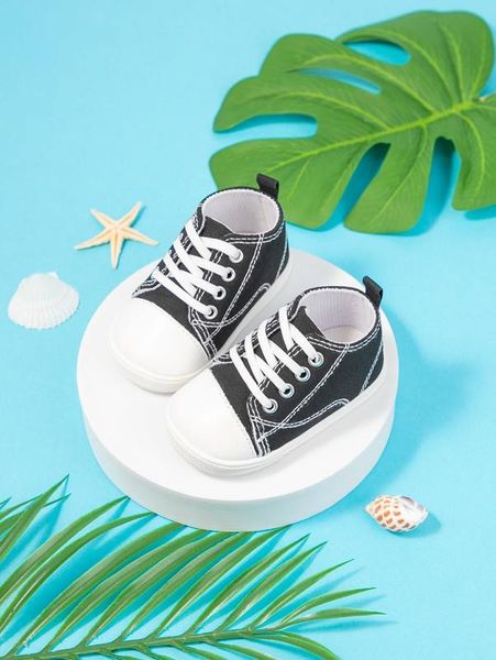 toddler boys minimalist lace up front canvas shoes she01, Black
toddler boys minimalist lace up front canvas shoes she01, Black