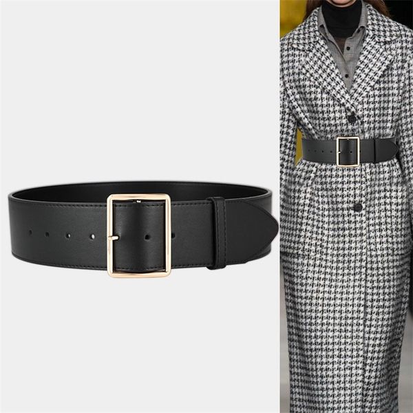 wide cowskin belts for women gold big pin buckle waist strap dress coat luxury genuine leather waistbands soft real cow belt 220509, Black;brown
wide cowskin belts for women gold big pin buckle waist strap dress coat luxury genuine leather waistbands soft real cow belt 220509, Black;brown