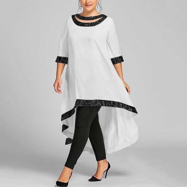 woman elegant dress loose short half sleeve stitching dresses solid color with bright silk plus size lady asymmetrical dress, Black
woman elegant dress loose short half sleeve stitching dresses solid color with bright silk plus size lady asymmetrical dress, Black