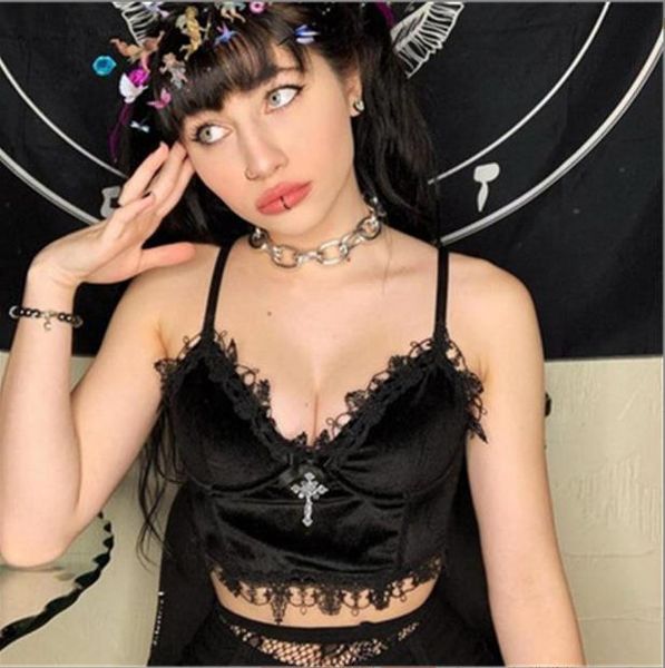 velvet mall goth crop tanks black lace trim emo alternative aesthetic women backless strap tanks, White
velvet mall goth crop tanks black lace trim emo alternative aesthetic women backless strap tanks, White