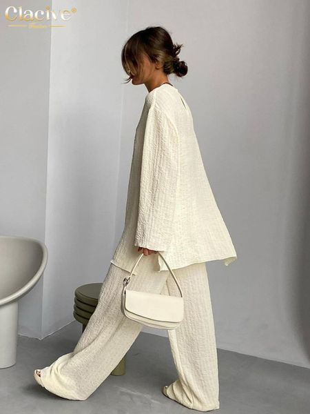 clacive fashion loose 2 piece pants women casual long sleeve tshrit matching wide trousers suit vintage high wasit pant set 220716, White
clacive fashion loose 2 piece pants women casual long sleeve tshrit matching wide trousers suit vintage high wasit pant set 220716, White