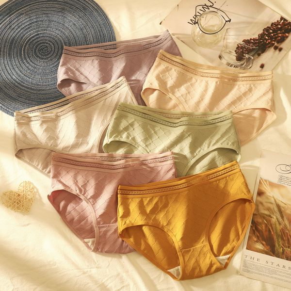 women's panties designer underwear women's pure cotton breathable crotch middle waist girls' thin triangular shorts head larg, Black;pink