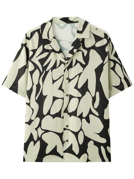 men random allover print shirt q48h#, White;black 
men random allover print shirt q48h#, White;black