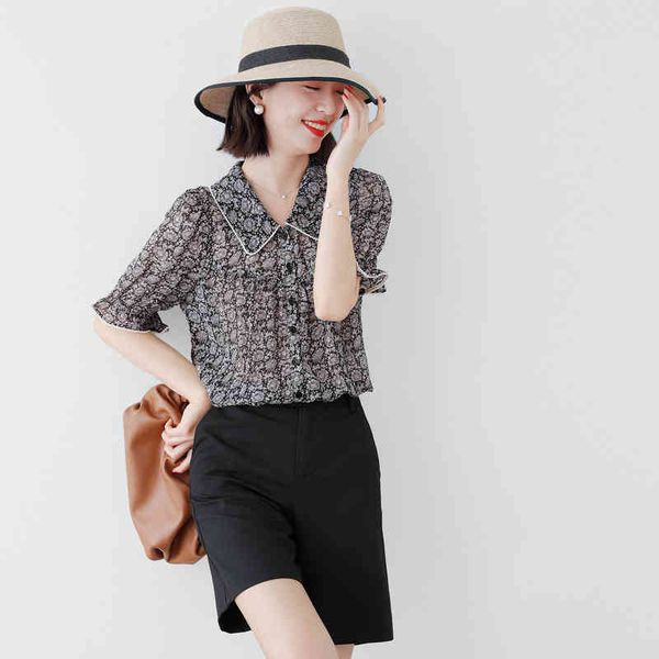 french small slightly this is a lace collar short sleeve shirt summer2022 brand fashion design trendy clothing factory direct sales, Black;gray
french small slightly this is a lace collar short sleeve shirt summer2022 brand fashion design trendy clothing factory direct sales, Black;gray