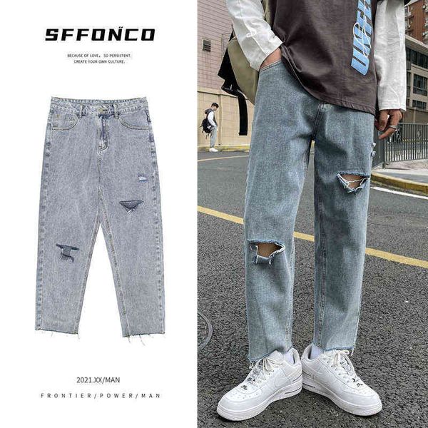 summer ripped jeans men's fashion casual wide-leg jeans men streetwear korean loose hip-hop hole straight denim trousers mens t220726, Blue
summer ripped jeans men's fashion casual wide-leg jeans men streetwear korean loose hip-hop hole straight denim trousers mens t220726, Blue