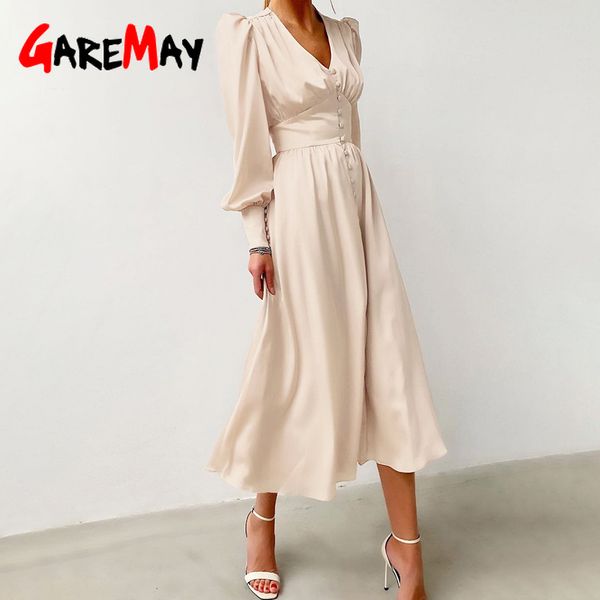 spring vintage satin dress elegant deep v puff sleeve design button es for women long a line solid maxi 210428, Black;gray
spring vintage satin dress elegant deep v puff sleeve design button es for women long a line solid maxi 210428, Black;gray