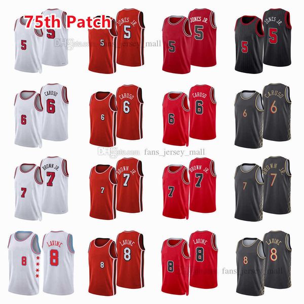 printed 75th patch city basketball jerseys zach 8 lavine alex 6 caruso troy 7 brown derrick 5 jones color white red black custom, Black;red
printed 75th patch city basketball jerseys zach 8 lavine alex 6 caruso troy 7 brown derrick 5 jones color white red black custom, Black;red