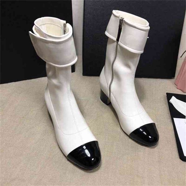 women's mid boots calf varnished leather boots patchwork shoes round head square high heels winter series, Black
women's mid boots calf varnished leather boots patchwork shoes round head square high heels winter series, Black