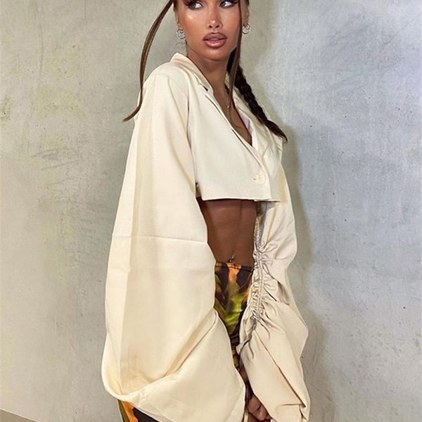 hugcitar women solid long loose flare sleeve with drawstring single-breasted crop autumn y2k streetwear outfit fashion 220408, White
hugcitar women solid long loose flare sleeve with drawstring single-breasted crop autumn y2k streetwear outfit fashion 220408, White