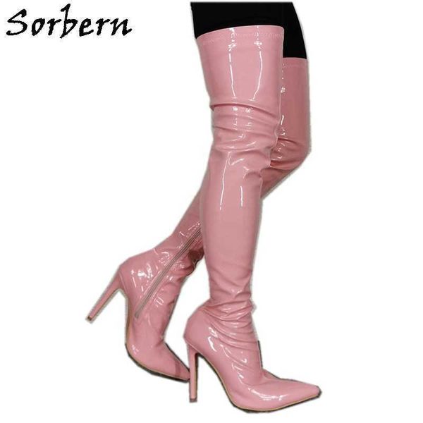 sorbern pink patent mid thigh high boot ladies high heel stilettos pointed toe customized slim fit streched boots big size 46, Black
sorbern pink patent mid thigh high boot ladies high heel stilettos pointed toe customized slim fit streched boots big size 46, Black