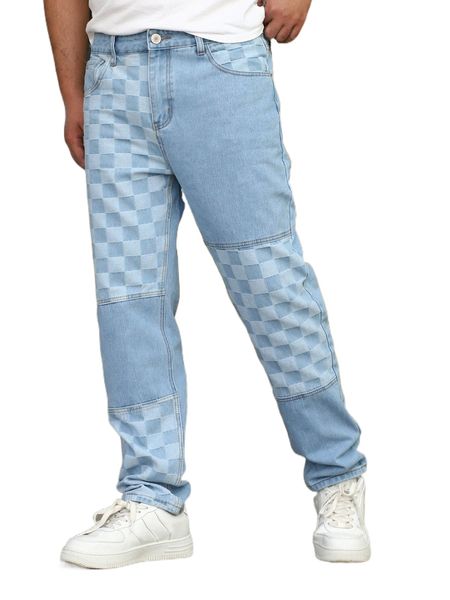 men checkered print jeans 90yl#, Blue
men checkered print jeans 90yl#, Blue
