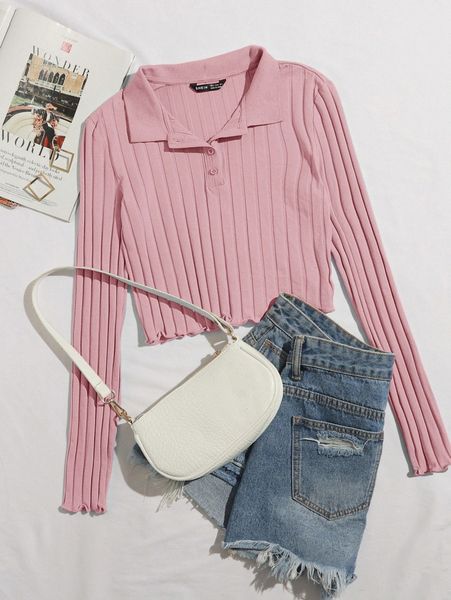 lettuce trim button half placket 77np#, White 
lettuce trim button half placket 77np#, White