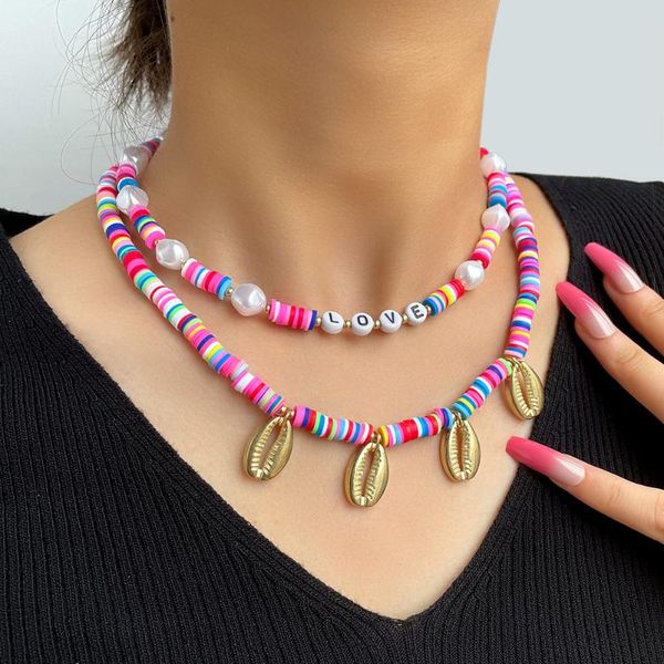 chains 2pcs/set boho colorful disc beads chain shell necklace for women trendy ethnic love letters beaded choker party jewelry, Silver
chains 2pcs/set boho colorful disc beads chain shell necklace for women trendy ethnic love letters beaded choker party jewelry, Silver