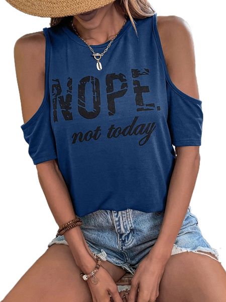 slogan graphic cold shoulder tee 44tu#, White