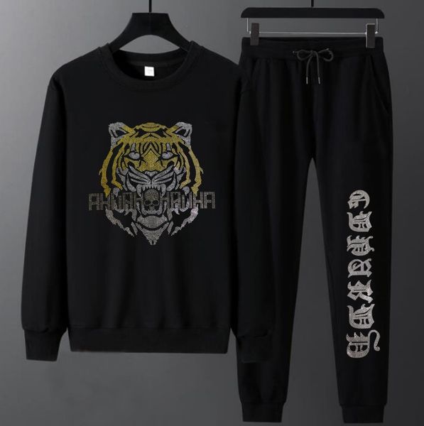 men's tracksuit rhinestone male set casual men autumn streetwear suits outfit, White;black
men's tracksuit rhinestone male set casual men autumn streetwear suits outfit, White;black