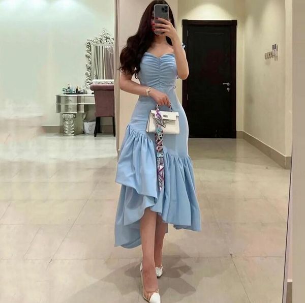 sky blue midi prom dresses saudi arabia mermaid evening gowns pleats asymmetrical women formal party, Black
sky blue midi prom dresses saudi arabia mermaid evening gowns pleats asymmetrical women formal party, Black