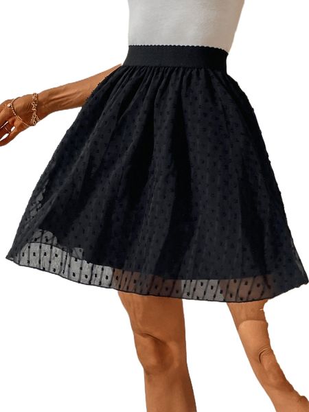 swiss dot high waist skirt i80r#, Black
swiss dot high waist skirt i80r#, Black