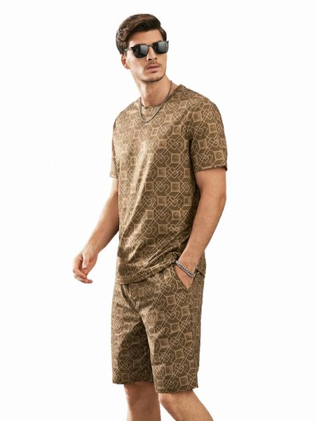 men allover print tee & shorts set x4yh#, Gray
men allover print tee & shorts set x4yh#, Gray