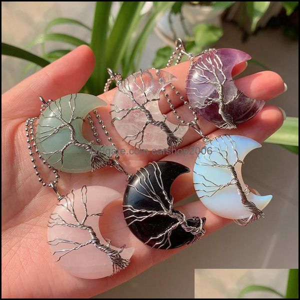 pendant necklaces moon crescent wire wrap tree natural healing stone crystal quartz pendum opal amethyst pink cr carshop2006 dh4id, Silver
pendant necklaces moon crescent wire wrap tree natural healing stone crystal quartz pendum opal amethyst pink cr carshop2006 dh4id, Silver