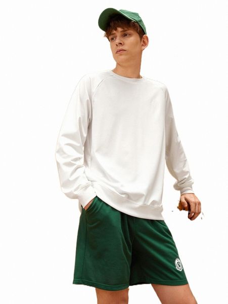 men raglan sleeve pullover & track shorts y6v3#, Gray