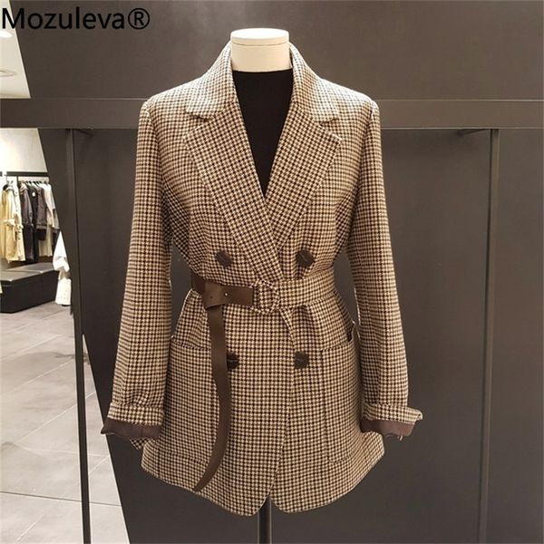 mozuleva korean plaid women work blazer jacket casual double breasted sashes suit jacket female 2020 slim female blazer outwear lj200907, White;black
mozuleva korean plaid women work blazer jacket casual double breasted sashes suit jacket female 2020 slim female blazer outwear lj200907, White;black