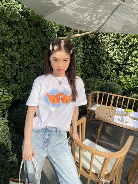 women's t-shirt designer spring and summer 2021 new half sleeve loose cotton cat print age reducing t-shirt women's short fashion, White
women's t-shirt designer spring and summer 2021 new half sleeve loose cotton cat print age reducing t-shirt women's short fashion, White