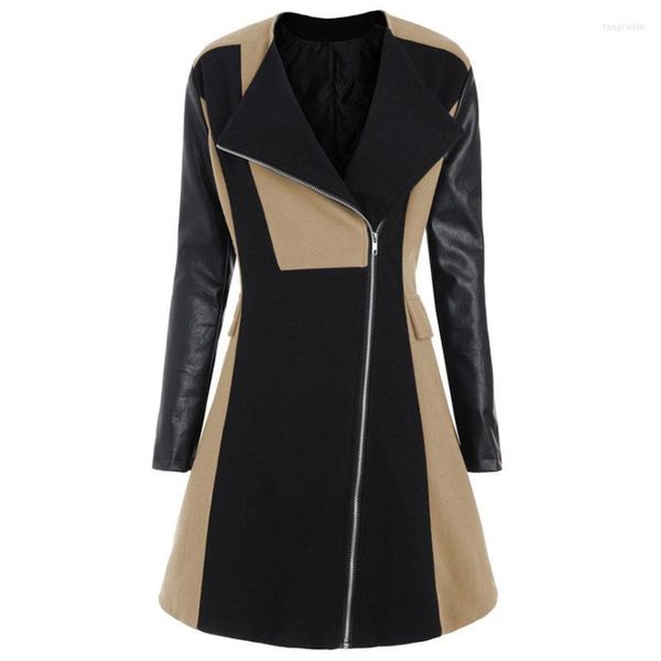 women's jackets winter warm overcoat women woolen leather patchwork long coat jacket outwear solid zipper plus size female mujer 2022 4, Black;brown
women's jackets winter warm overcoat women woolen leather patchwork long coat jacket outwear solid zipper plus size female mujer 2022 4, Black;brown
