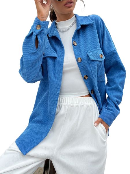 flap pocket drop shoulder corduroy coat o6j9#, Black
flap pocket drop shoulder corduroy coat o6j9#, Black