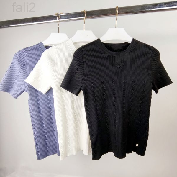women's sweaters designer new summer small fragrance wind blowing flower round neck short sleeve sweater slim simple fashion t-shirt wo, White;black
women's sweaters designer new summer small fragrance wind blowing flower round neck short sleeve sweater slim simple fashion t-shirt wo, White;black