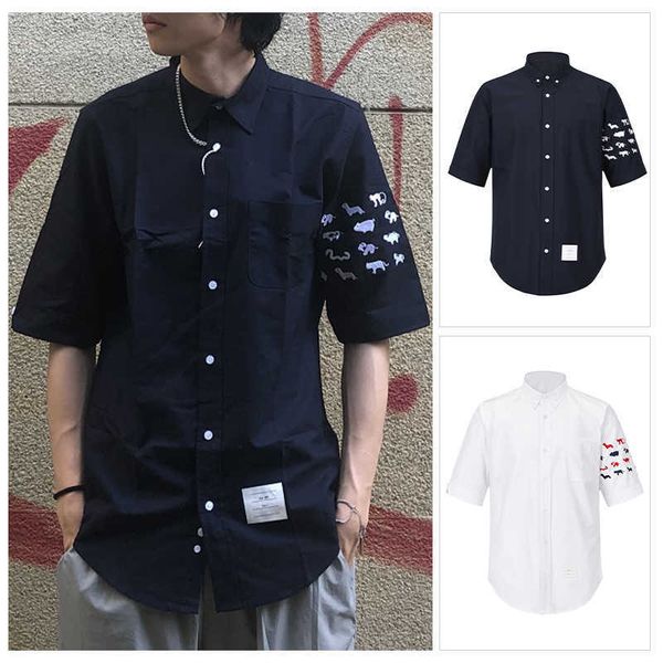 tb thom men's shirt animal embroidery clothing summer casual oxford slim fit short sleeve korean fashion, White;black
tb thom men's shirt animal embroidery clothing summer casual oxford slim fit short sleeve korean fashion, White;black
