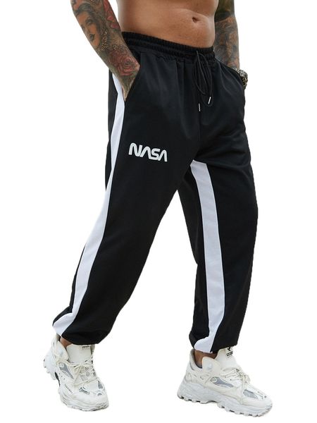 extended sizes men letter graphic contrast side seam drawstring waist sweatpants l31s#, Black
extended sizes men letter graphic contrast side seam drawstring waist sweatpants l31s#, Black