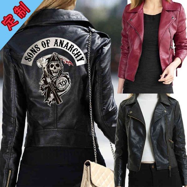 memory animation anarchism motorcycle punk style red black lady leather jacket, Black;brown
memory animation anarchism motorcycle punk style red black lady leather jacket, Black;brown