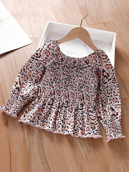 toddler girls leopard shirred ruffle hem blouse she, White;black
toddler girls leopard shirred ruffle hem blouse she, White;black