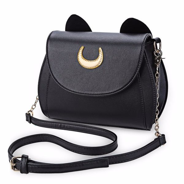 summer sailor moon handbag black cat crescent chain shoulder bag pu leather crossbody bag, Black;red
summer sailor moon handbag black cat crescent chain shoulder bag pu leather crossbody bag, Black;red