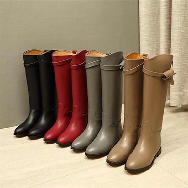 new fashion autumn winter shoes woman genuine leather knee high knight boots designer metal buckle round toe low heels woman slip 319o, Black
new fashion autumn winter shoes woman genuine leather knee high knight boots designer metal buckle round toe low heels woman slip 319o, Black