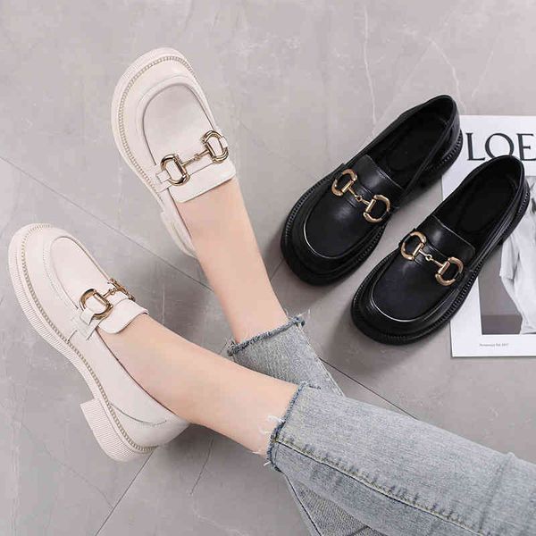 dress shoes large 43 thick leather lefu shoes, women's small one-step single shoes ael0, Black