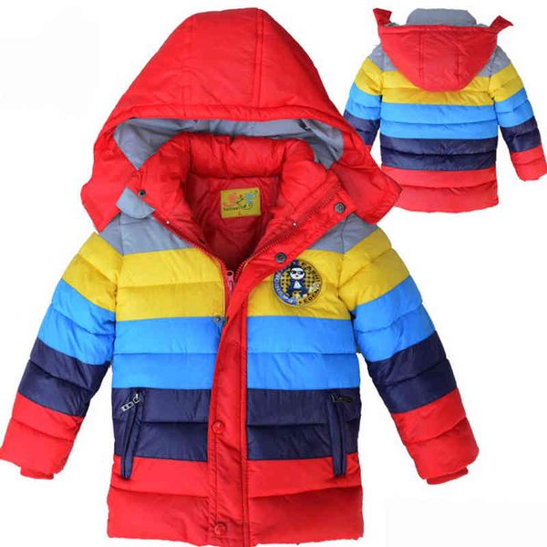 new winter keep warm boys jacket long style color stripe thick jacket for children hooded outerwear clothing j220718, Blue;gray
new winter keep warm boys jacket long style color stripe thick jacket for children hooded outerwear clothing j220718, Blue;gray