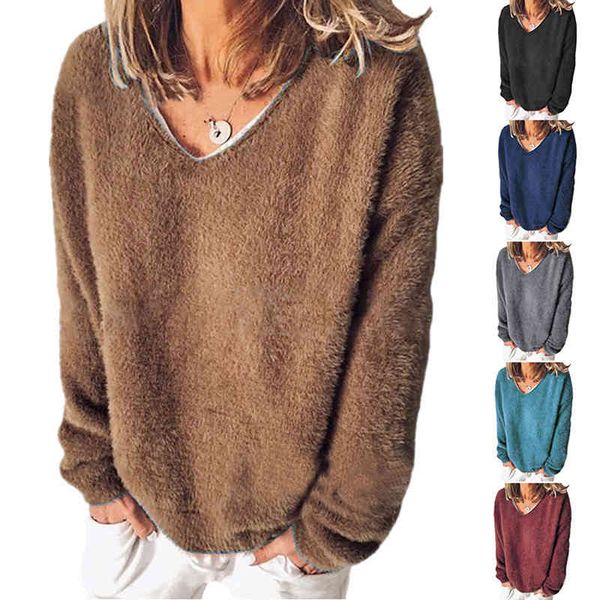 streetwear 5xl large size soft plush sweater casual long sleeve v-neck loose pullovers autumn winter women clothing, White
streetwear 5xl large size soft plush sweater casual long sleeve v-neck loose pullovers autumn winter women clothing, White